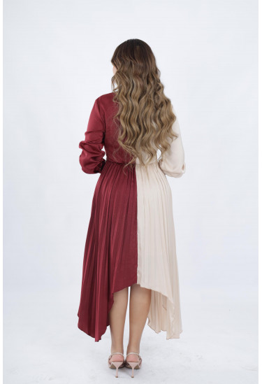 فستان حريري بتصميم كسرات أنيق