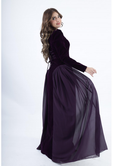 فستان سهرة مخملي كلاسيكي