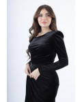 فستان سهرة كتف واحد مع تطريز