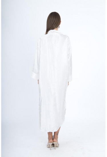 جلابيه ساتان بتصميم عصري مطبوع برسمة فنية ملونة