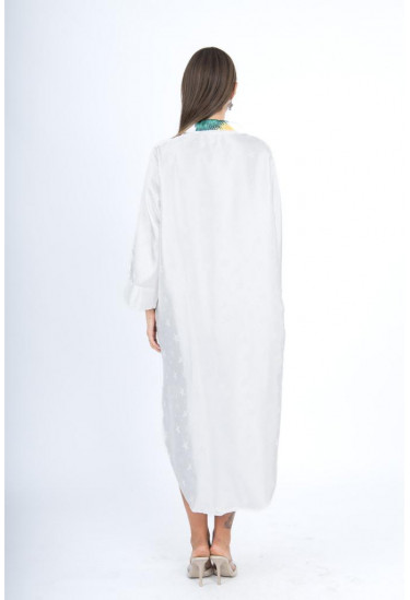 جلابيه ساتان برسومات فنية ملونة