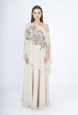  فستان سهرة بتصميم أنيق مطرز بالخرز اللامع