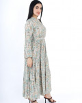 فستان طويل مشجر بنقشة بيزلي أنيقة وأكمام طويلة