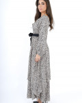 فستان بنقشة جلد الفهد بأكمام طويلة