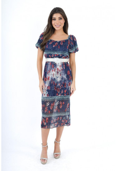 فستان أوف شولدر بطباعات زهرية أنيقة