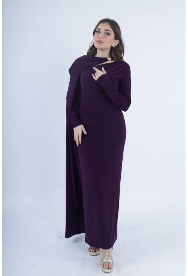 فستان ناعم بكاب جانبي منسدل بأناقه