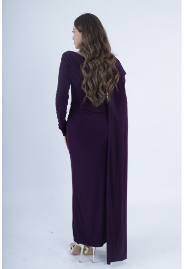 فستان ناعم بكاب جانبي منسدل بأناقه