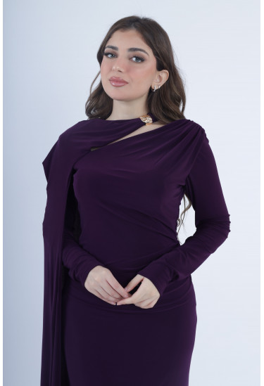 فستان ناعم بكاب جانبي منسدل بأناقه