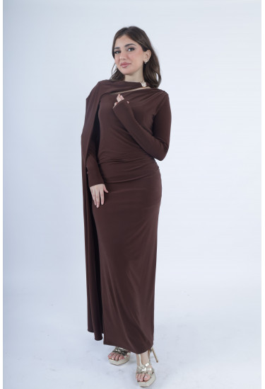 فستان ناعم بكاب جانبي منسدل بأناقه