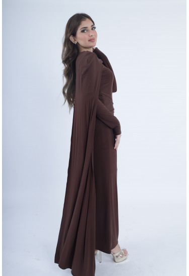 فستان ناعم بكاب جانبي منسدل بأناقه