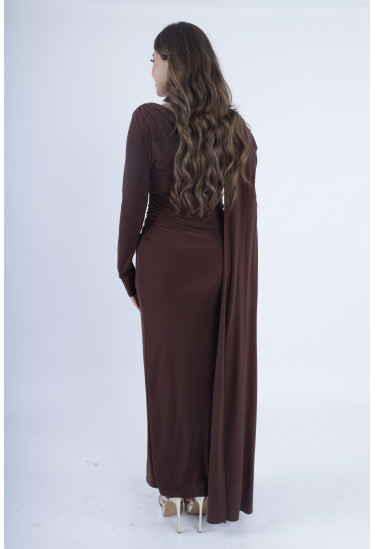 فستان ناعم بكاب جانبي منسدل بأناقه