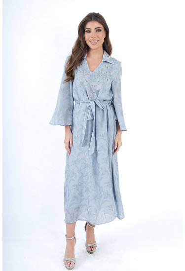 فستان بخامة منقوشه