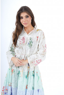 فستان ماكسي بطبقات وألوان الباستيل