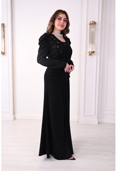 فستان سهره طويل بتطريز لامع لاطلاله مفعمه بالانوثه فستان سهره طويل بتطريز لامع لاطلاله مفعمه بالانوثه