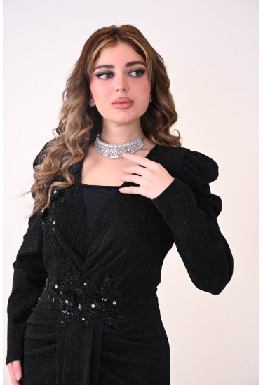 فستان سهره طويل بتطريز لامع لاطلاله مفعمه بالانوثه فستان سهره طويل بتطريز لامع لاطلاله مفعمه بالانوثه