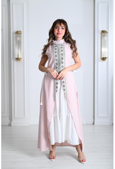 جلابية نسائية من الكتان مع كلفة