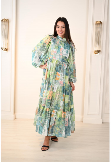 فستان نسائي تزينه طباعات ورود 