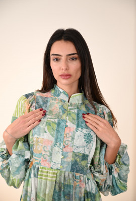 فستان نسائي تزينه طباعات ورود 