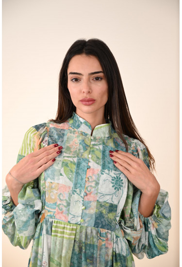 فستان نسائي تزينه طباعات ورود 