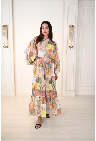 فستان نسائي تزينه طباعات ورود 