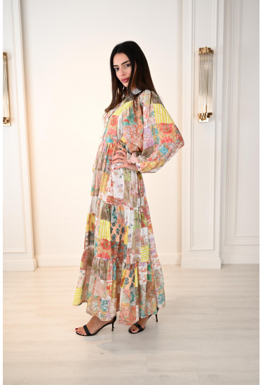 فستان نسائي تزينه طباعات ورود 