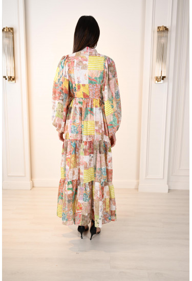 فستان نسائي تزينه طباعات ورود 