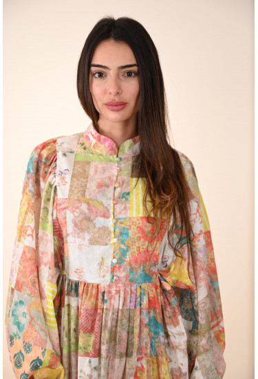 فستان نسائي تزينه طباعات ورود 