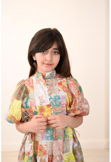 فستان بناتي بطباعات زهور ملونه رائعه