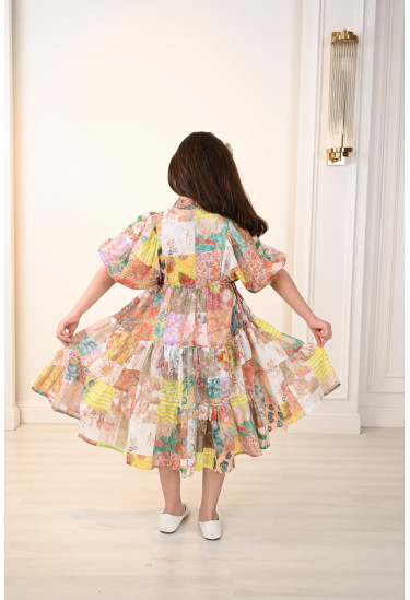 فستان بناتي بطباعات زهور ملونه رائعه