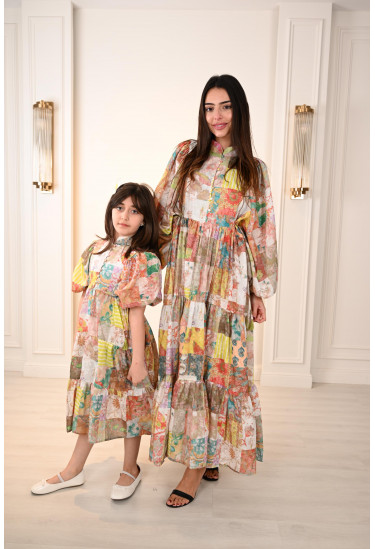 فستان بناتي بطباعات زهور ملونه رائعه