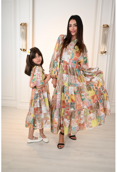 فستان بناتي بطباعات زهور ملونه رائعه