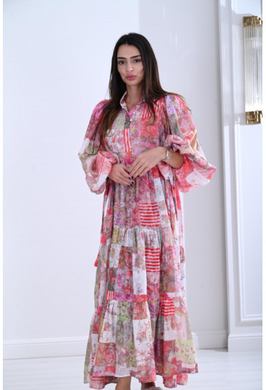 فستان نسائي تزينه طباعات ورود 