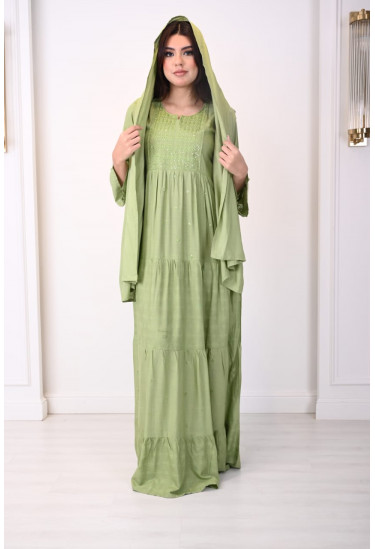 جلابيه طويله مع وشاح للرأس 