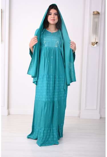 جلابيه طويله مع وشاح للرأس 