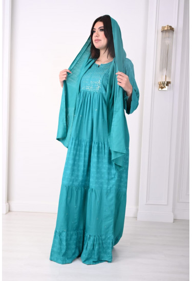 جلابيه طويله مع وشاح للرأس 