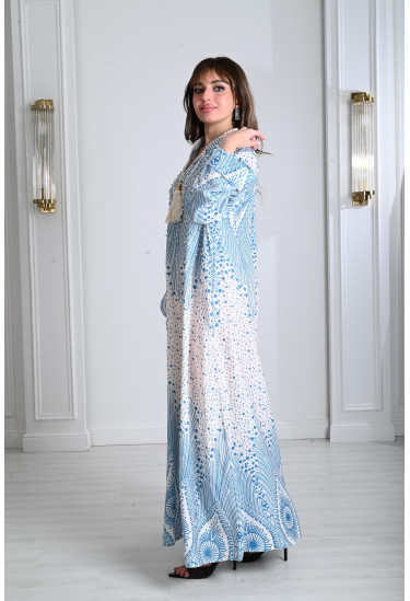 جلابيه نسائي طباعات تشبه ريش طاووس