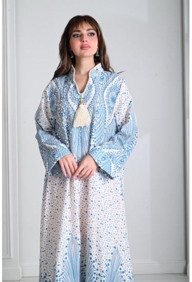 جلابيه نسائي طباعات تشبه ريش طاووس