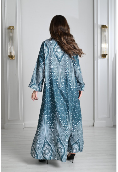 جلابيه نسائي طباعات تشبه ريش طاووس