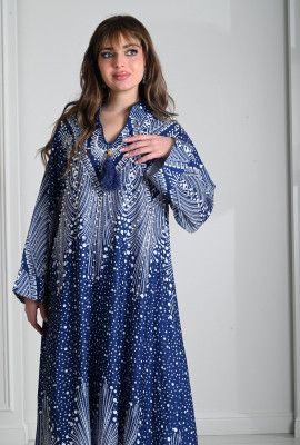 جلابيه نسائي طباعات تشبه ريش طاووس