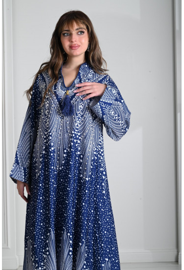 جلابيه نسائي طباعات تشبه ريش طاووس