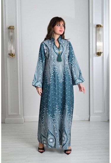 جلابيه نسائي طباعات تشبه ريش طاووس