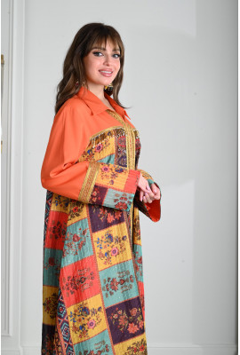 جلابيه نسائي طويله طباعات رائعه