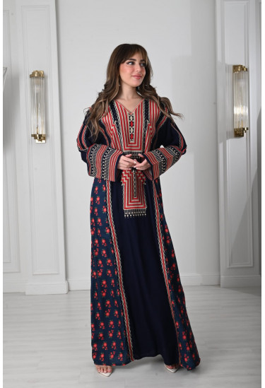 جلابيه نسائي ليوم التاسيس مطرزه بالخيوط الملونه