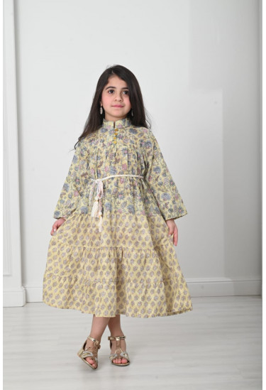 فستان بناتي مشجر 