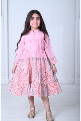 جلابية بناتي بتطريز مفرغ مقاسات كبيرة