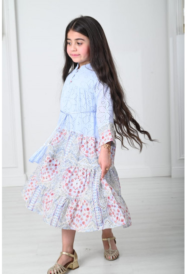 جلابية بناتي بتطريز مفرغ مقاسات كبيرة جلابية بناتي بتطريز مفرغ مقاسات كبيرة