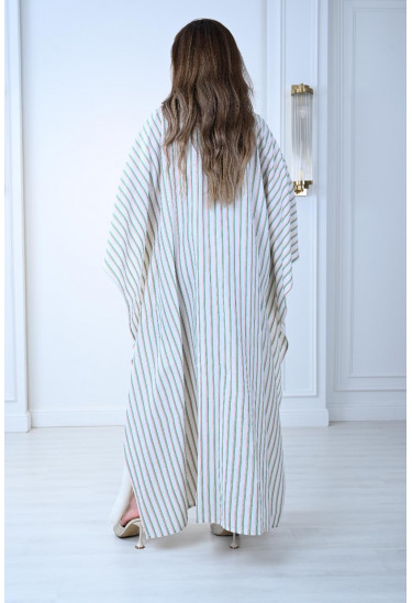 جلابية تراثيه ملكيه  بتطريز لؤلؤي وشراشيب 