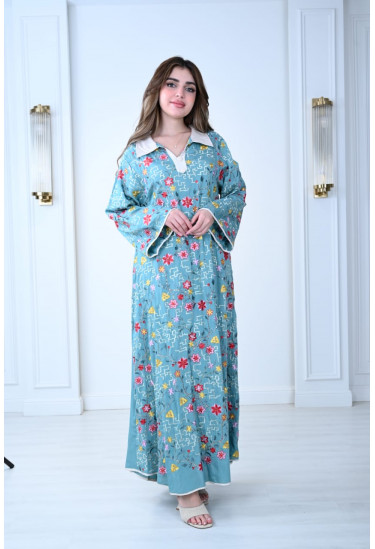 جلابية نسائية كاجوال مزينة بطبعات ملونة جلابية نسائية كاجوال مزينة بطبعات ملونة