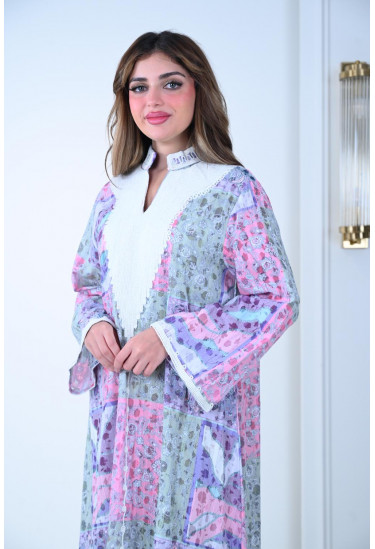 جلابية قطنية أنيقة بألوان الباستيل