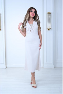 فستان أنيق بتصميم بليزر وورود ناعمة 